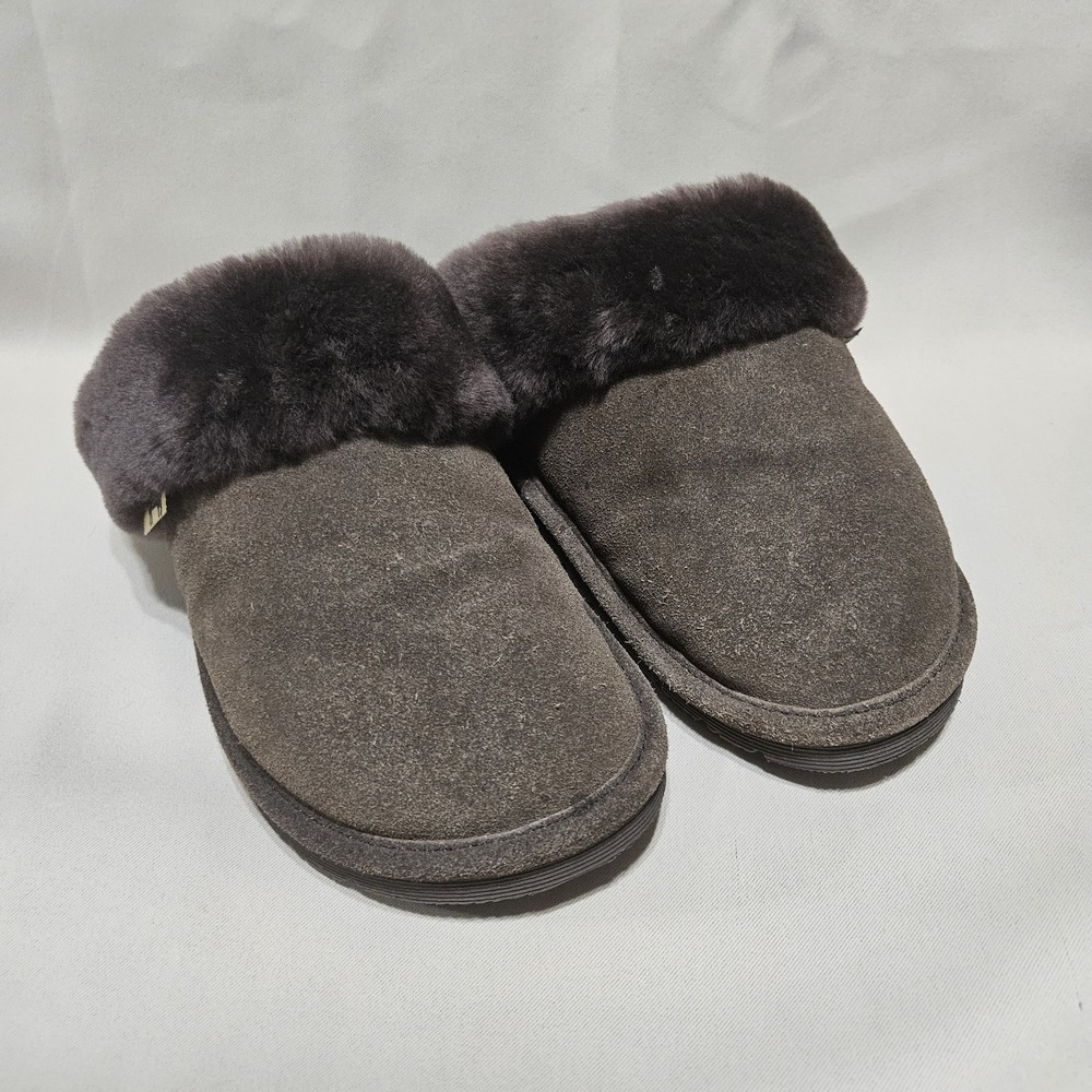 Wild Woolies Genuine‎ Sheepskin Lined Slippers Womens Size 7 Brown Cow Suede